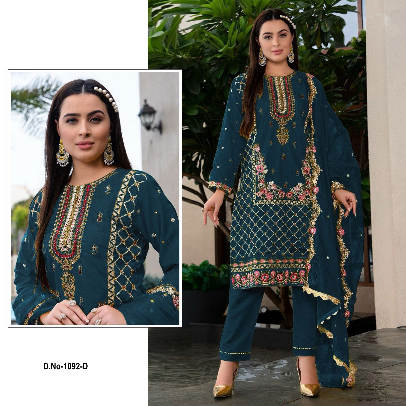 1092 Super Hit Georgette Embroidery Pakistani Suits Wholesale Shop In Surat
